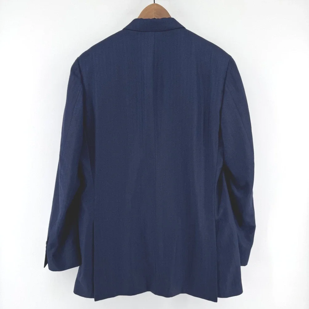J.P. Tilford Samuelsohn Loro Piana Blazer Men 42L Blue Cashmere Silk Herringbone